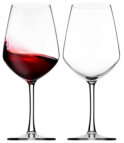Lefonte Italian Red Wine Glasses Set, Clear Wine Cups