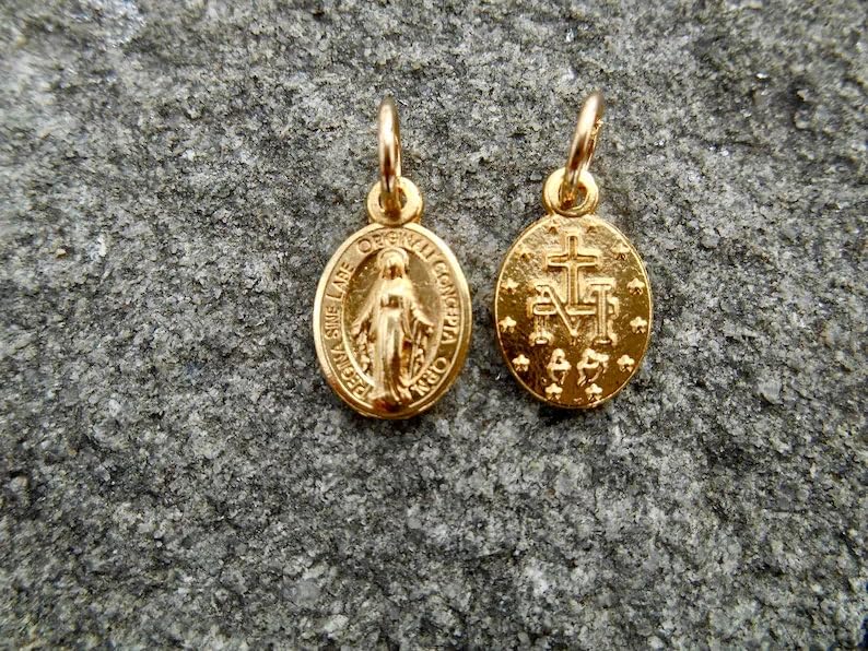 Italian made Miraculous Medal Necklace with Tiny Crucifix