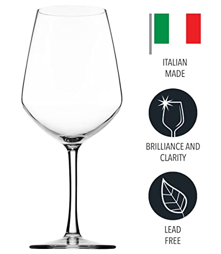 Lefonte Italian Red Wine Glasses Set, Clear Wine Cups