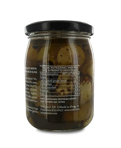 Artichokes in Oil, Hand-Grilled Artichoke Hearts Flavoured with Mint, in Extra Virgin Olive Oil - 260g