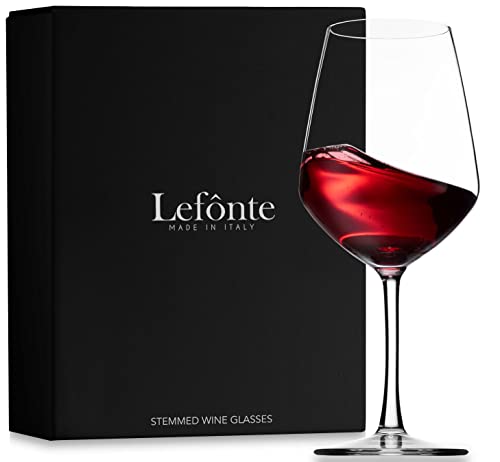 Lefonte Italian Red Wine Glasses Set, Clear Wine Cups