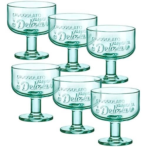 Bormioli Rocco Graphica Dessert Cup Set, Federal Green