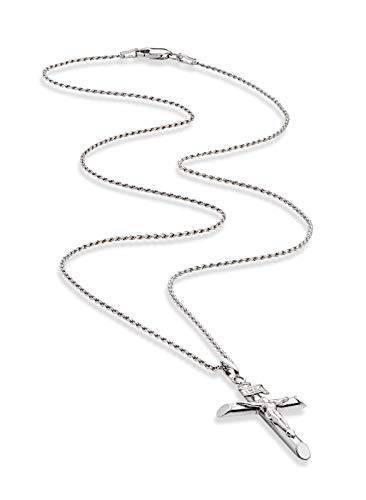 Miabella Rhodium Plated 925 Crucifix Necklace, Made in Italy