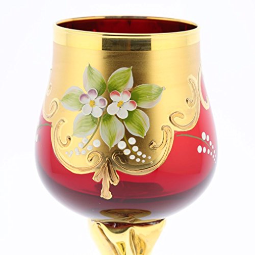Murano Glass Wine Glasses Set - 24K Gold Leaf