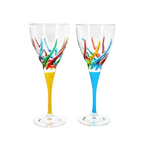 Elegant Hand Blown Crystal Wine Glasses, Set of 2