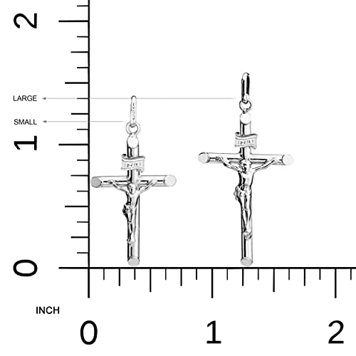 Miabella Rhodium Plated 925 Crucifix Necklace, Made in Italy