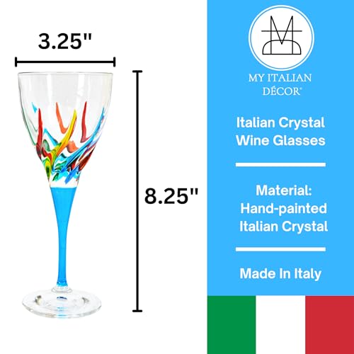 Elegant Hand Blown Crystal Wine Glasses, Set of 2