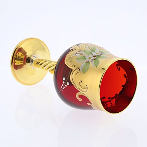 Murano Glass Wine Glasses Set - 24K Gold Leaf