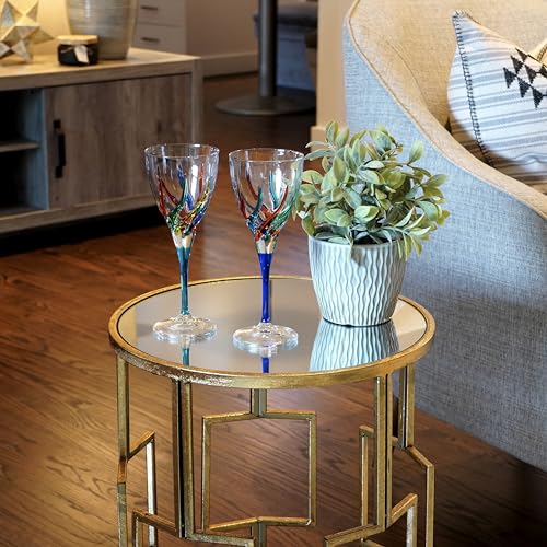Elegant Hand Blown Crystal Wine Glasses, Set of 2