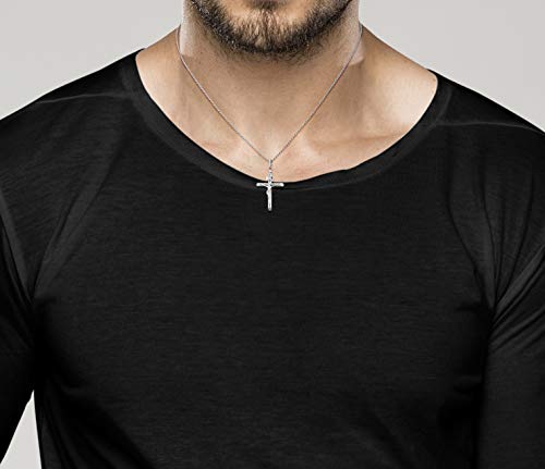 Miabella Rhodium Plated 925 Crucifix Necklace, Made in Italy