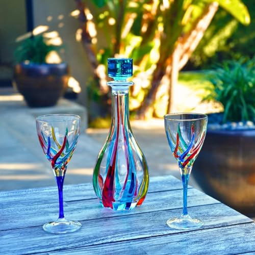 Elegant Hand Blown Crystal Wine Glasses, Set of 2