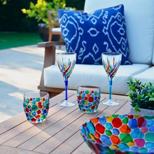 Elegant Hand Blown Crystal Wine Glasses, Set of 2