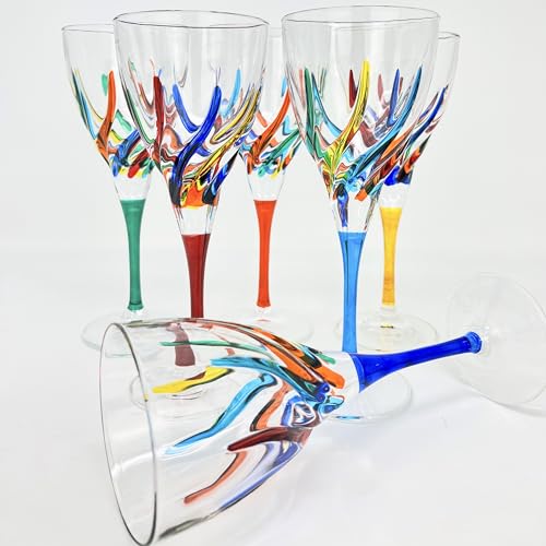 Elegant Hand Blown Crystal Wine Glasses, Set of 2