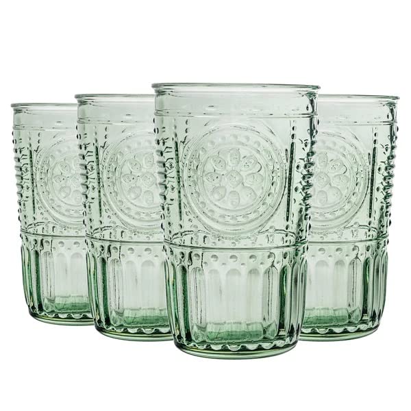 Bormioli Rocco 4 Romantic Tumbler Glasses, Pastel Green
