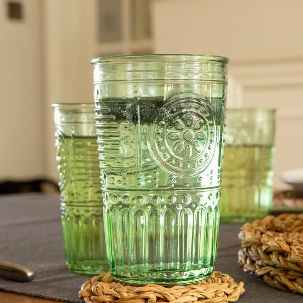 Bormioli Rocco 4 Romantic Tumbler Glasses, Pastel Green