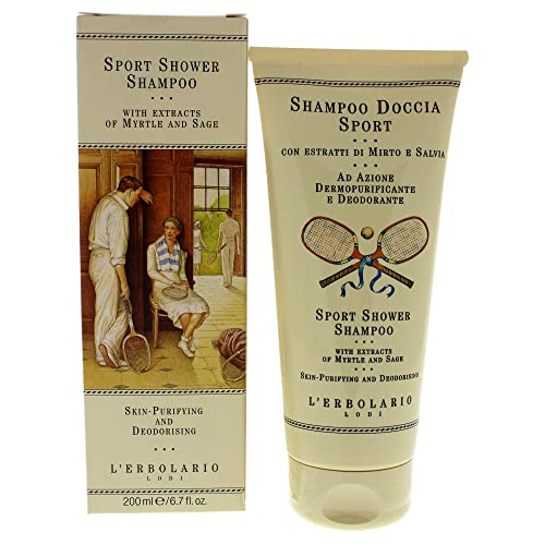 L'Erbolario Sport Shower Shampoo - Gentle Cleanser For Hair And Body The Can Be USed Multiple Times Per Day - Made For Those Who Go To The Gym, Pool Or Sauna - Leaves Skin Soft And Hair Thick - 6.7 Oz