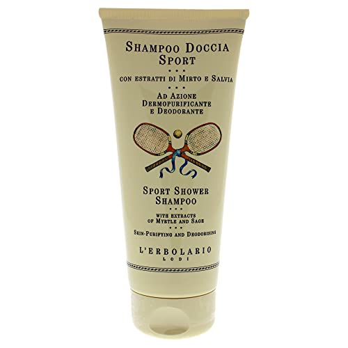 L'Erbolario Sport Shower Shampoo - Gentle Cleanser For Hair And Body The Can Be USed Multiple Times Per Day - Made For Those Who Go To The Gym, Pool Or Sauna - Leaves Skin Soft And Hair Thick - 6.7 Oz