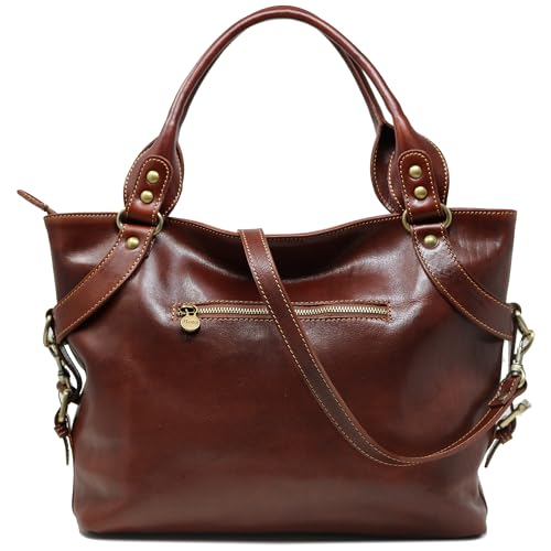 Floto Italian Calfskin Leather Brown Taormina Bag - handbag