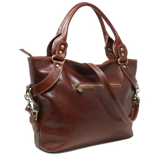 Floto Italian Calfskin Leather Brown Taormina Bag - handbag