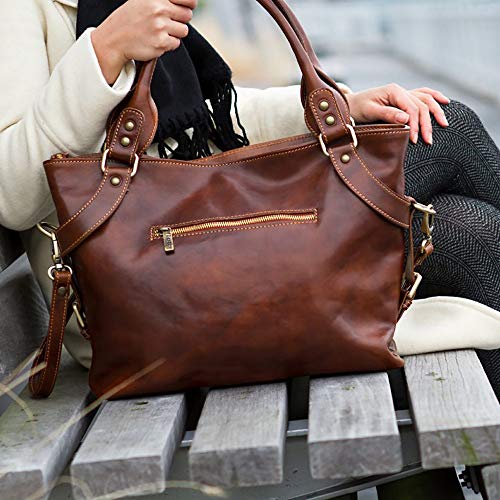 Floto Italian Calfskin Leather Brown Taormina Bag - handbag