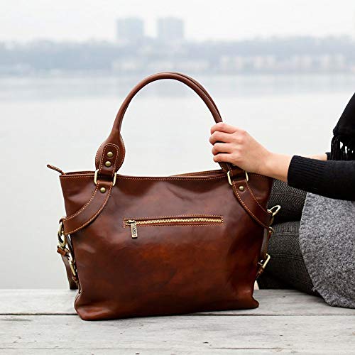 Floto Italian Calfskin Leather Brown Taormina Bag - handbag