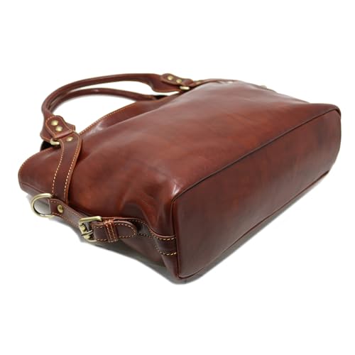 Floto Italian Calfskin Leather Brown Taormina Bag - handbag