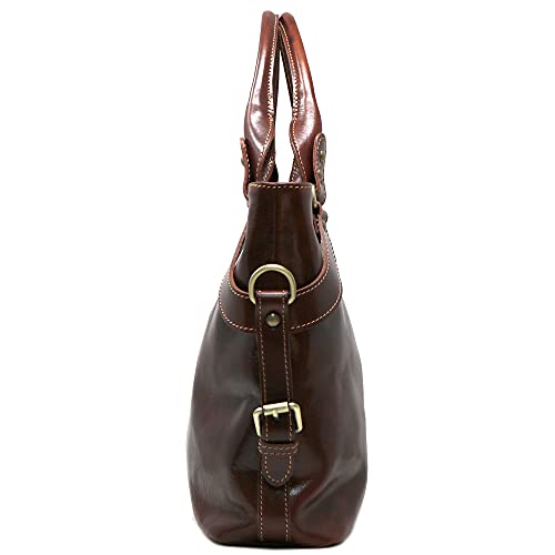 Floto Italian Calfskin Leather Brown Taormina Bag - handbag