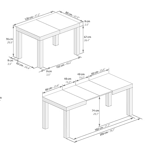 Mobili Fiver Concrete Effect Extendable Dining Table, Grey