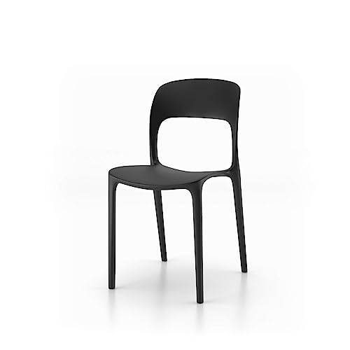 Mobili Fiver Set 4 Sedie Amanda, Nero, Polipropilene