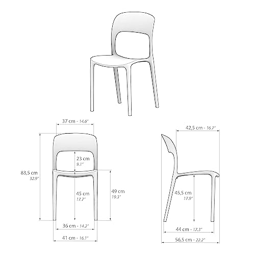 Mobili Fiver Set 4 Sedie Amanda, Nero, Polipropilene