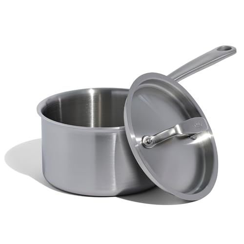 Italian Made 2 Quart Stainless Steel Saucepan with Lid