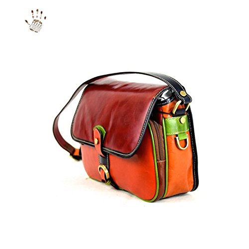 Multicolor Leather Woman Shoulder Bag Made in Italy