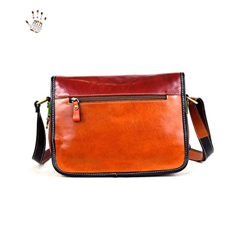 Multicolor Leather Woman Shoulder Bag Made in Italy