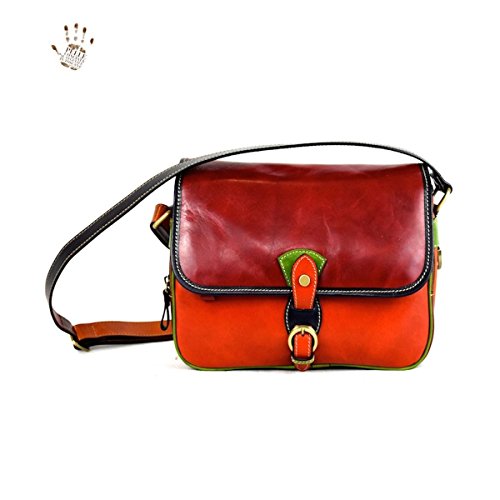 Multicolor Leather Woman Shoulder Bag Made in Italy