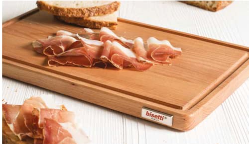 Bisetti Beech Wood Cutting Board, Sauce Groove, Non-Slip