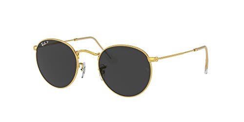 Ray-Ban Rb3447 Round Metal Sunglasses, Gold/Black Polarized, 53 mm