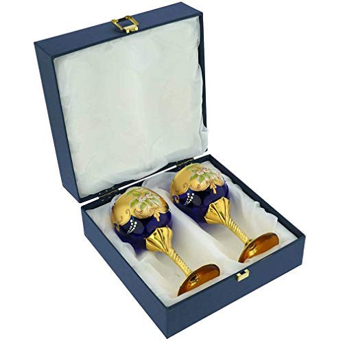 Murano Glass Wine Glasses Set with 24K Gold Leaf