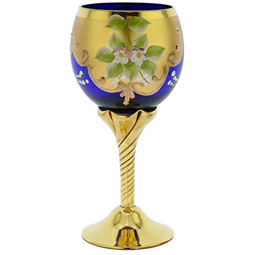 Murano Glass Wine Glasses Set with 24K Gold Leaf