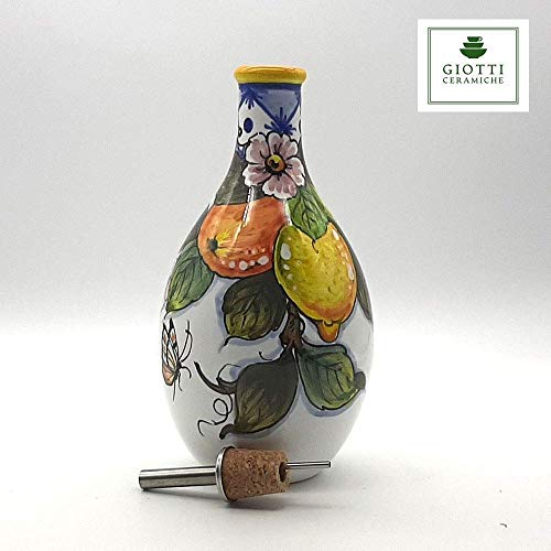 Tuscany Hand-Painted Italian Ceramic Olive Oil Dispenser Bottle