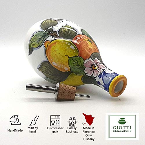 Tuscany Hand-Painted Italian Ceramic Olive Oil Dispenser Bottle