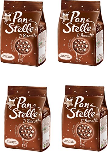 Mulino Bianco: "Pan di Stelle" biscuit with cocoa , hazelnuts and many magical starlets of icing - 12.34 Oz (350g) Pack of 4 [ Italian Import ]