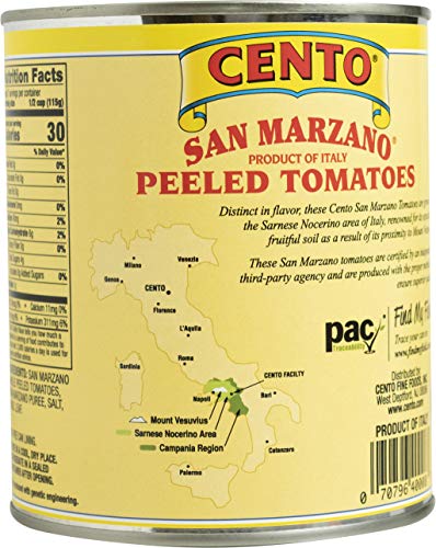 Cento Certified San Marzano Whole Peeled Plum Tomatoes, 28 Ounce , Pack Of 6
