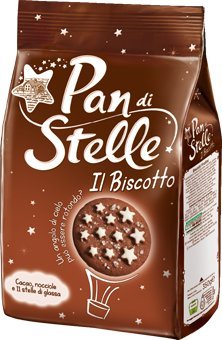 Mulino Bianco: "Pan di Stelle" biscuit with cocoa , hazelnuts and many magical starlets of icing - 12.34 Oz (350g) Pack of 4 [ Italian Import ]