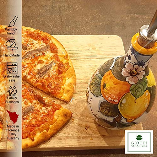 Tuscany Hand-Painted Italian Ceramic Olive Oil Dispenser Bottle