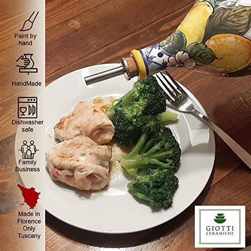 Tuscany Hand-Painted Italian Ceramic Olive Oil Dispenser Bottle