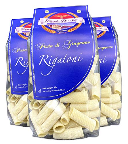 Gerardo Di Nola Rigatoni Italian Pasta | Imported from Italy | 100% Italian Durum Wheat Semolina | Bronze Extruded | All Natural 1lb (3-PACK)