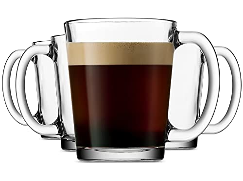 Italian Made Glass Coffee Mugs Set - 10oz