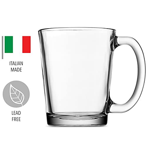 Italian Made Glass Coffee Mugs Set - 10oz