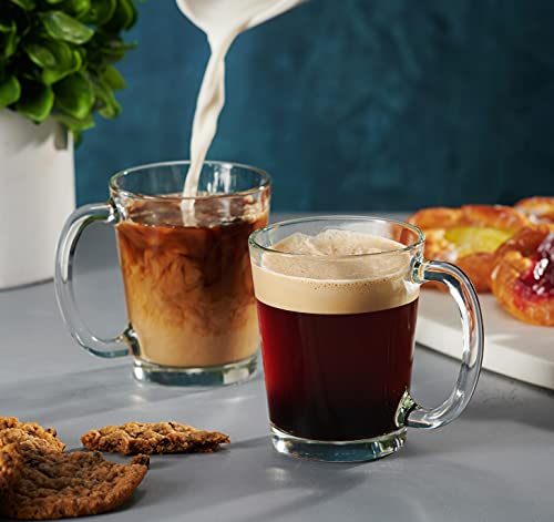Italian Made Glass Coffee Mugs Set - 10oz