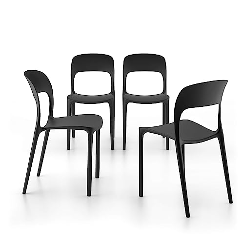 Mobili Fiver Set 4 Sedie Amanda, Nero, Polipropilene